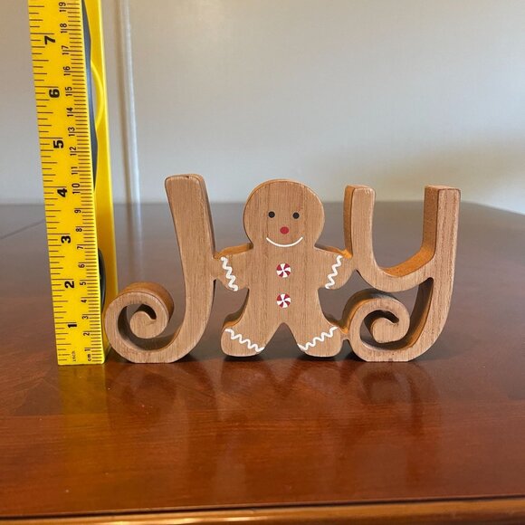 Gingerbread Joy Wooden Decorative Sign 6" Christmas Decor holiday - Picture 2 of 5